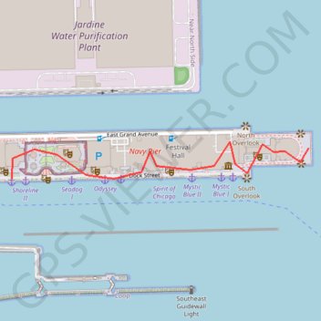 Chicago Pier trail, distance, elevation, map, profile, GPS track