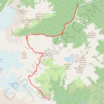 Indian Bar Camp via Summerland Trail, Wonderland Trail and Panhandle Gap trail, distance, elevation, map, profile, GPS track