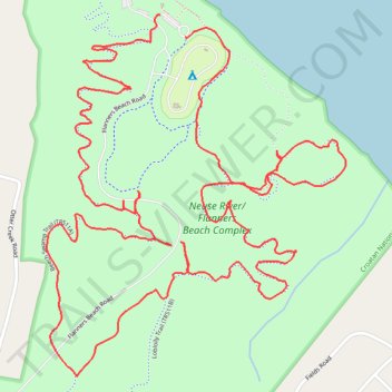 Flanners Beach and Croatan National Forest Loop trail, distance, elevation, map, profile, GPS track