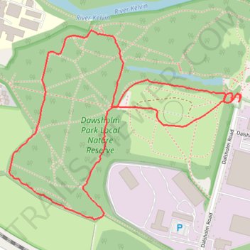 Dawsholm Park Local Nature Reserve loop walk trail, distance, elevation, map, profile, GPS track