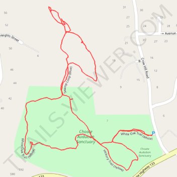 Choate Audubon Sanctuary Trails trail, distance, elevation, map, profile, GPS track