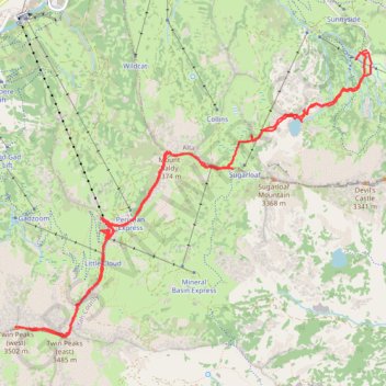 Twin Peaks trail, distance, elevation, map, profile, GPS track