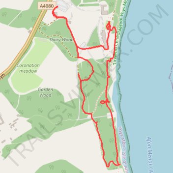 Walking around Plas Newydd, Ynys Môn trail, distance, elevation, map, profile, GPS track